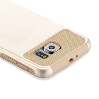 technext020 Galaxy S6 Case, Heavy Duty Armor Rugged Case for Samsung Galaxy S6 Slim Fit Hybrid Dual Layers PC Silicone Gold