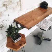 Industrial Rustic Wall-Mounted Table, Dining Table Desk, Pine Wood Wall-Mounted Bar Tables (40"X14")