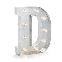 Darice Silver Metal Marquee Letter - D-9.87" Tall, Galvanized Finish
