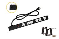Opentron OT016063 Metal Surge Protector Power Strip Extension Cord 16 inches 6 Outlet 3 Feet Power Cord
