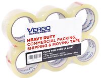 Vergo Industrial Heavy Duty Clear Packing Tape 2.7mil for Moving Packaging Shipping and Office (6 Pack)