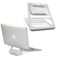 Modrine Folding Laptop Stand, Aluminum Ventilated Cooling MacBook Stand - Portable Elevated Laptop Riser with Non-Slip Pads for Apple MacBook Air, MacBook Pro, All Laptop & Notebook, Silver