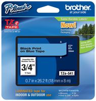 Genuine Brother 3/4" (18mm) Black on Blue TZe P-touch Tape for Brother PT-D600, PTD600 Label Maker