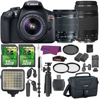 Canon EOS Rebel T6 Digital SLR Camera with EF-S 18-55mm is II Lens + EF 75-300mm III Telephoto Zoom Lens and Accessory Bundle (15 Items)