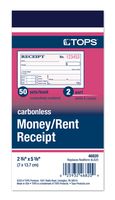 TOPS Money Receipt Book, 2-Part, Carbonless, 2 5/8 x 5 3/8 Inches, 50 Sheets, White and Canary, (46820)