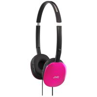 JVC Pink Flat and Foldable Colorful Flats On Ear Headphone with 3.94 foot Gold Plated Phone Slim Plug HAS160P