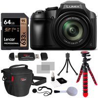 Panasonic FZ80 Lumix 4K Long Zoom Camera, 18.1 MP, F2.8-5.9, Power O.I.S with 3" LCD + Polaroid 64GB + Camera Bag + Tripod and DC-FZ80K Accessory Bundle