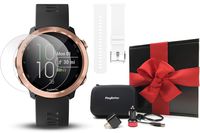 Garmin Forerunner 645 Music Gift Box Bundle | with Extra Band, HD Screen Protector Film, Car/Wall Adapters & Protective Case | Running GPS Watch, Music & Spotify, Garmin Pay (Rose Gold + Music, White)