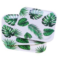 HEALLILY 8PCS Monstera Disposable Cake Plates Green Leaf Printed Square Paper Plates Dinner Tableware Party Supplies for Hawaii Party Birthday Wedding (7 Inches)