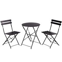 Grand patio Premium Steel Patio Bistro Set, Folding Outdoor Patio Furniture Sets, 3 Piece Patio Set of Foldable Patio Table and Chairs, Black