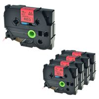 NineLeaf Replacement P-Touch Laminated Label Tape Compatible for Brother TZ-441 TZe-441 TZe441 Labelling (3/4" X 26.2', 18mm x 8m, Black on Red) 5PK