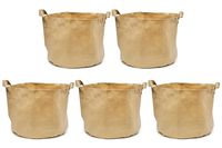 247Garden 20-Gallons Tan Fabric Pots w/Handles & Black Base, 5-Packs Planter Aeration Grow Bags for Flowers, Vegetables, Potato, Tomato & Baby Fruit Plants ...
