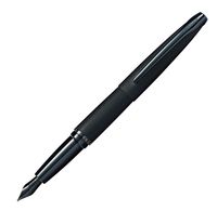 Cross ATX Brushed Black PVD Fountain Pen with Etched Diamond Pattern and Stainless Steel Fine Nib plated with Polished Black PVD