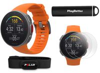 Polar Vantage V Pro with H10 Heart Sensor (Orange) Power Bundle with PlayBetter Portable Charger & HD Screen Protectors (4-Pack) | GPS & Barometer | Heart Rate, Multisport Watch