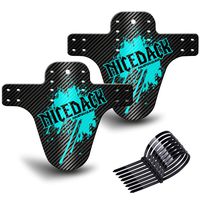 NICEDACK Bike Fender, MTB Mud Guard Front and Rear Compatible, Downhill Mountain Bike Mudguard Fits 20" 26" 27.5" 28 29 inch and Fat Bicycle Black+Cyan