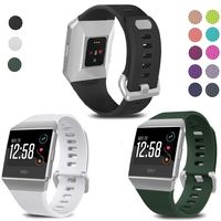 SKYLET Compatible with Fitbit Ionic Bands, 3 Pack Soft Replacement Sport Wristbands Compatible with Fitbit Ionic Smart Watch with Buckle Men Women(Black, White, Dark Green Small)