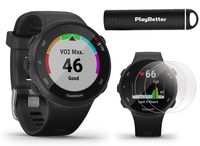 Garmin Forerunner 45S (Black, Small) Running GPS Watch Power Bundle | +HD Screen Protectors & PlayBetter Portable Charger | Garmin Coach, Lightweight, Heart Rate, Body Battery, Smart Notifications