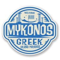 2 x 15cm- 150mm Mykonos Greece Vinyl SELF ADHESIVE STICKER Decal Laptop Travel Luggage Car iPad Sign Fun #6493