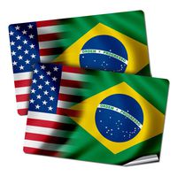 ExpressItBest Two 2"x3" Decals/Stickers with Flag of Brazil - Waves w USA Flag - Long Lasting Premium Quality