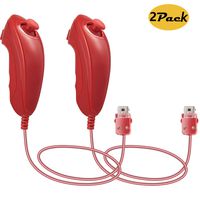 Wii Nunchuck Controller, 2 Pack Nunchuck Joystick Gamepad Controller for Wii/Wii U Console (Red)
