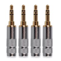 HTTX 3.5mm Male Audio Stereo Jack Soldering Repair Replacement Adapter for TRS Headphone Gold Plated (4-Pack)