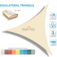 PATIO Paradise 3' x 3' x 3' Beige Sun Shade Sail Triangle Canopy, 180 GSM Permeable Canopy Pergolas Top Cover, Permeable UV Block Fabric Durable Outdoor, Customized Available