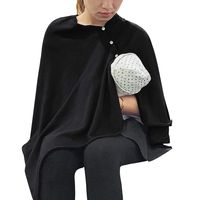 Nursing Cover Poncho for Breastfeeding Adjustable Knitted Scarf with Button Closure for Privacy Feeding Covering Breathable Soft Shawl,Black