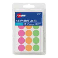 Avery Assorted Neon Color-Coding Labels, Handwrite Only, 3/4" Round, Pack of 315, Case Pack of 36 (6733)