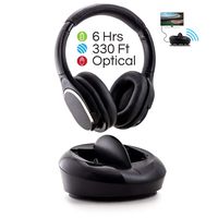 Wireless Over-Ear TV Headphones with Charging Dock, 2.4GHz RF TV Headset, 330ft Range, Digital Optical Input, Light Weight and Extra Padding for Superior Comfort, Easy Set Up, 6 Hour Battery Life
