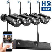 Security Camera System Wireless, JZTEK 4CH 1080P Home Wireless Video Security System WiFi NVR KIT, 4pcs 1080P Indoor/Outdoor Wireless IP Cameras, P2P, 85ft Night Vision (NO HDD Pre-Installed)