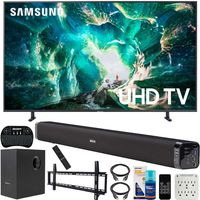 Samsung UN49RU8000 49-inch RU8000 LED Smart 4K UHD TV (2019) Bundle with Deco Gear Soundbar with Subwoofer, Wall Mount Kit, Deco Gear Wireless Keyboard, Cleaning Kit and 6-Outlet Surge Adapter