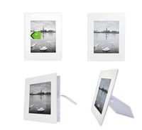 Golden State Art, Pack of 10 White 11x14 Self-Assemble Photo Mat for 8x10 Picture with Backing Board pre-gummed W/Easel Display Stand, Includes 10 Clear Bags