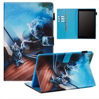 Ostop Compatible with All-New Amazon Fire HD 10 Tablet 2019/2017/2015 Case with Pencil Holder,PU Leather Wallet Slim Smart Cover [Auto Sleep/Awake] Magnetic Flip Folio Stand Case,Mirror Cat