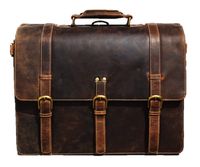 Urban dezire 17 Inch Genuine Leather Briefcase Satchel Shoulder Messenger Rugged Vintage Laptop Bag