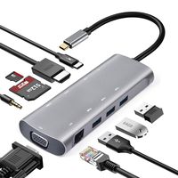 USB C Hub,Type c Hub Adapter 10-in-1 with Ethernet, 4K USB C to HDMI VGA, USB 3.0 Camera Card Reader,SD/TF Card Reader, USB-C Power Delivery, Audio Jack for MacBook Pro, Samsung Note Book Galaxy Book