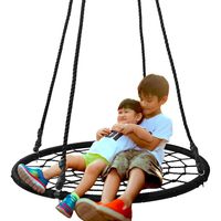 SUPER DEAL 40'' Spider Web Tree Swing Net Swing Platform Rope Swing 71" Detachable Nylon Rope Swivel, Max 600 Lbs, Extra Safe and Durable, Fun for Kids