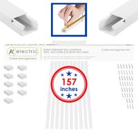 A+ Electric Cord Cover Cable Raceway Cable Concealer Cord Management Kit Wire Cord Hider for 3 Cables Organizer On Wall Paintable Self Adhesive Channel 25x16 mm Total Length 157 Inches