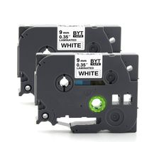 PTH110 Tape TZe 221 9mm 0.35 Inch Laminated Label Tape Compatible for Brother P-Touch PTD210 PTD600 PTD400, 26.2 Feet (8 Meter)，2-Pack