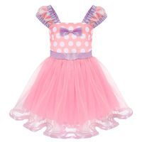 Toddler Girl Princess Polka Dots Christmas Birthday Costume Bowknot Ballet Leotard Tutu Dress up+3D Mouse Ear Headband Y# Pink+ Light Purple 2-3 Years
