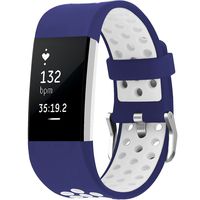 SKYLET for Fitbit Charge 2 Bands, Breathable Silicone Replacement Bands for Fitbit Charge 2 with Secure Watch Clasp (No Tracker)[Large, Blue-White]