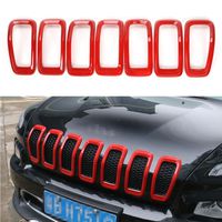 FMtoppeak Red Car Accessories Front Grille Inserts Mesh Grill Cover for Jeep Cherokee 2014-2017