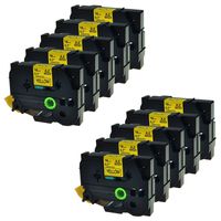 GREENCYCLE 3/4 Inch (18mm) x 8m TZ641 TZe641 TZ-641 TZe-641 Laminated Labeling Tape Compatible for Brother P Touch Cube PT-D400 PT-D600 PT-D400AD PT2730VP Label Maker (Black on Yellow, 10 Pack)