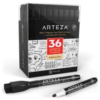 ARTEZA Magnetic Dry Erase Markers with Eraser, Pack of 36 (with Fine Tip), Black Color with Low-Odor Ink, Whiteboard Pens is perfect for School, Office, or Home