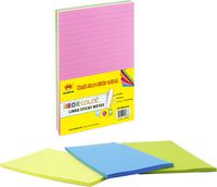 4A Sticky Notes,5 x 8 Inches,Large Size,Neon Assorted,Lined,4 Neon Colors,Self-Stick Notes,50 Sheets/Pad,4 Pads/Pack,200 Sheets/Pack,4A 5084-N-L