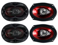 4) New BOSS CH6930 6x9" 400W 3-Way Car Coaxial Audio Stereo Speakers Red