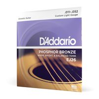 D'Addario Phosphor Bronze Acoustic Guitar Strings, Custom Light, 11-52 (EJ26)
