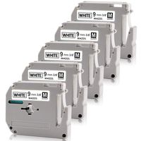 P-Touch M Tape MK221 M-K221 9mm Black on White Compatible for Brother P Touch PT-90 PT-55 PT-65 PT-80 PT-M95 PT-100 PT-110 PT-45 PT-70 PT-85 PT-45M PT-70BM PT-70SR Label Maker, 3/8" x 26', 5-Pack