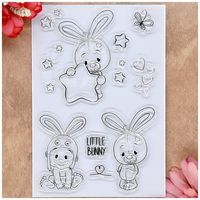 KWELLAM LITTLE BUNNY Star Heart Butterfly Clear Stamps for Card Making Decoration and DIY Scrapbooking