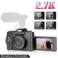 Digital Camera Vlogging Camera with 3.0inch Flip Screen, 30MP Ultra 2.7K HD Video Camera with Retractable Flashlight, 16X Powerful Zoom, Suitable for Wedding, Trip, Vlogging, Recording Life