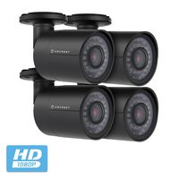 4-Pack Amcrest Full HD Bullet Outdoor Security Camera (Quadbrid 4-in1 HD-CVI/TVI/AHD/Analog), 2MP 1920x1080P, 98ft Night Vision, Metal Housing, 6mm Lens, 55° Viewing Angle, (4PACK-AF-2MBC-6B) Black